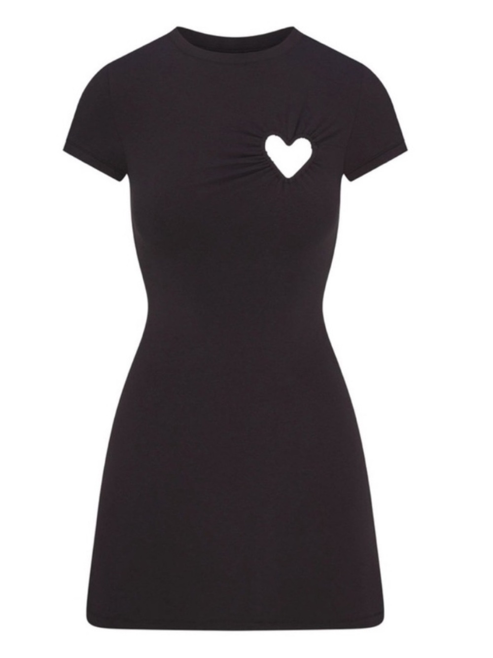 SKIMS Valentines Cotton Jersey Heart Cutout Mini Dress in Soot size XS